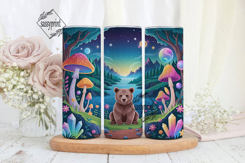 Whimsical Forest Bear 20oz Tumbler Wrap Sublimation sassyprint 