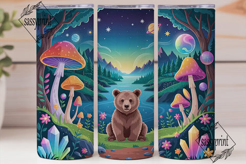 Whimsical Forest Bear 20oz Tumbler Wrap Sublimation sassyprint 