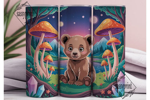 Whimsical Forest Bear 20oz Tumbler Wrap Sublimation sassyprint 