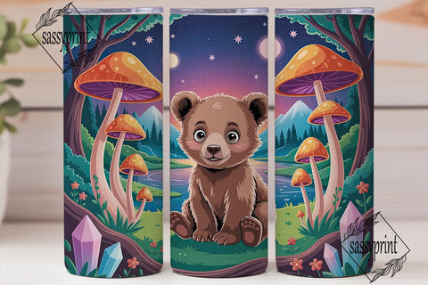 Whimsical Forest Bear 20oz Tumbler Wrap Sublimation sassyprint 