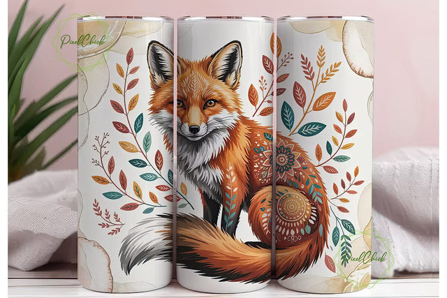 Whimsical Fox 20oz Tumbler Wrap Sublimation PixelChick 