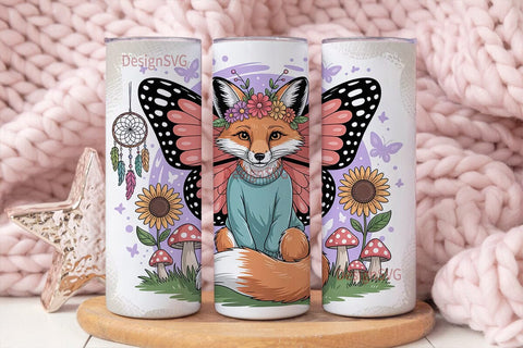 Whimsical Fox Tumbler Wrap PNG Sublimation DesignSVG 