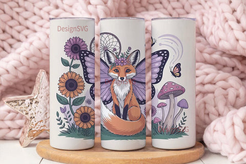 Whimsical Fox Tumbler Wrap PNG Sublimation DesignSVG 