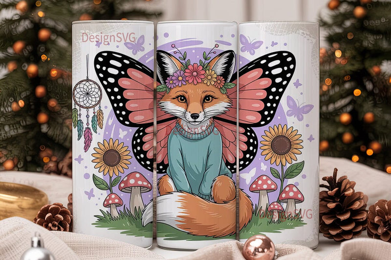 Whimsical Fox Tumbler Wrap PNG Sublimation DesignSVG 