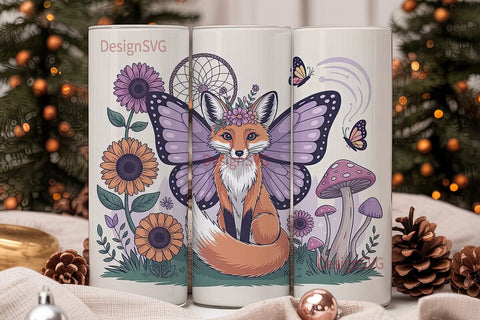 Whimsical Fox Tumbler Wrap PNG Sublimation DesignSVG 