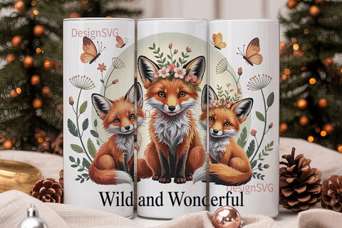 Whimsical Foxes 20oz Tumbler Wrap Sublimation DesignSVG 