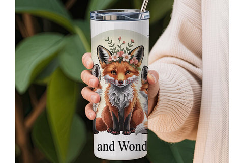 Whimsical Foxes 20oz Tumbler Wrap Sublimation DesignSVG 