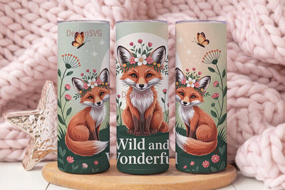 Whimsical Foxes 20oz Tumbler Wrap Sublimation DesignSVG 