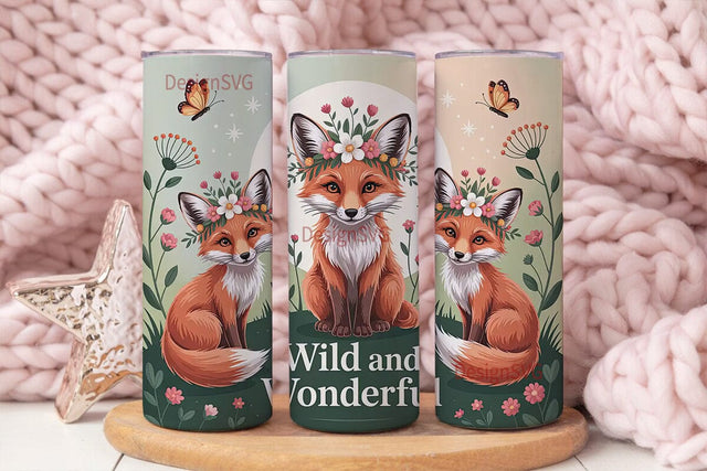 Whimsical Foxes 20oz Tumbler Wrap Sublimation DesignSVG 