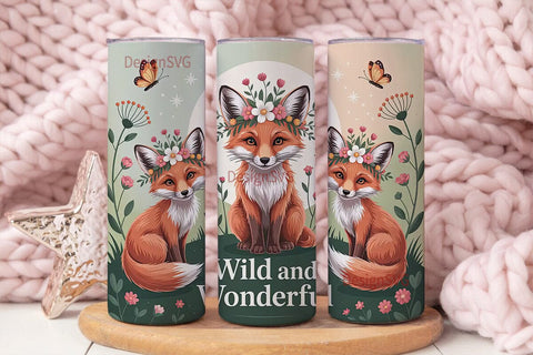 Whimsical Foxes 20oz Tumbler Wrap Sublimation DesignSVG 
