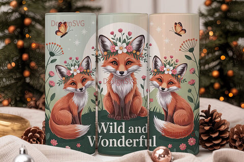 Whimsical Foxes 20oz Tumbler Wrap Sublimation DesignSVG 