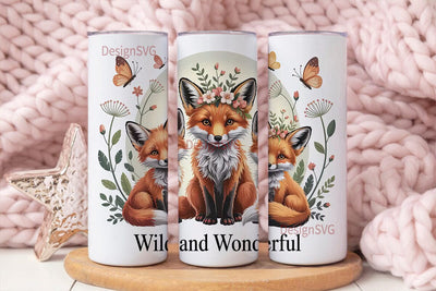 Whimsical Foxes 20oz Tumbler Wrap Sublimation DesignSVG 