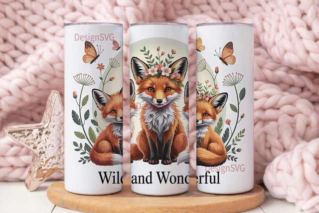Whimsical Foxes 20oz Tumbler Wrap Sublimation DesignSVG 
