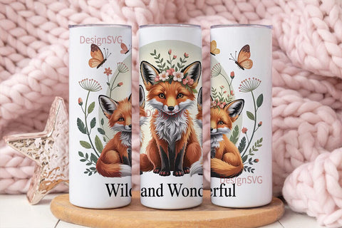 Whimsical Foxes 20oz Tumbler Wrap Sublimation DesignSVG 
