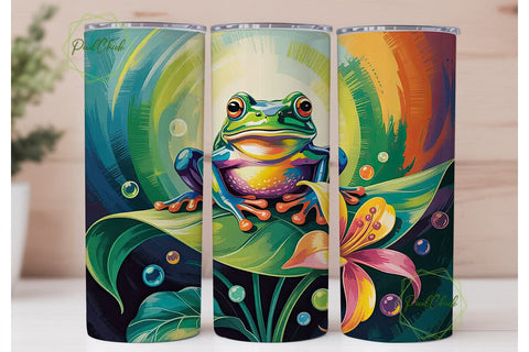 Whimsical Frog 20oz Tumbler Wrap Sublimation PixelChick 