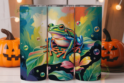 Whimsical Frog 20oz Tumbler Wrap Sublimation PixelChick 