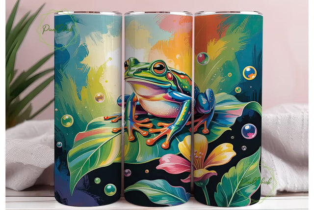 Whimsical Frog 20oz Tumbler Wrap Sublimation PixelChick 