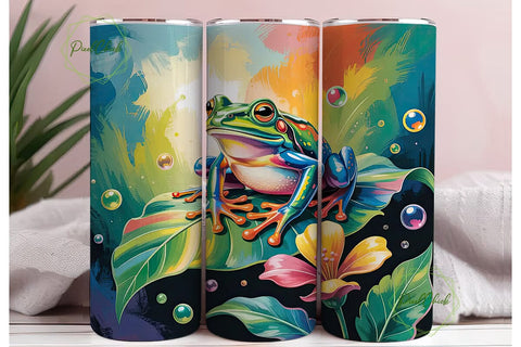 Whimsical Frog 20oz Tumbler Wrap Sublimation PixelChick 