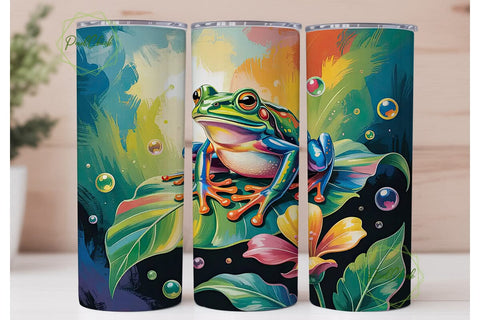 Whimsical Frog 20oz Tumbler Wrap Sublimation PixelChick 