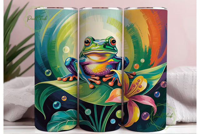 Whimsical Frog 20oz Tumbler Wrap Sublimation PixelChick 