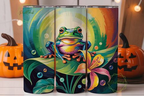 Whimsical Frog 20oz Tumbler Wrap Sublimation PixelChick 