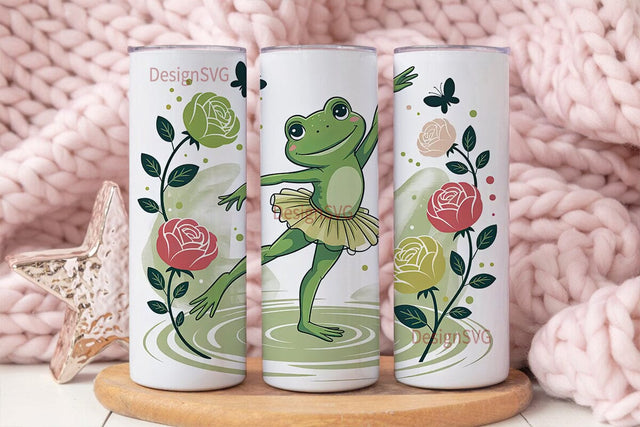 Whimsical Frog BalleTHSP 20oz Tumbler Sublimation DesignSVG 