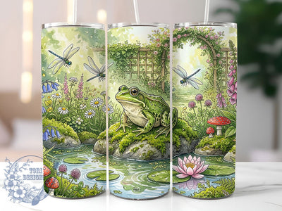 Whimsical Frog Garden 20oz Tumbler, Frog Motif, Garden Theme, Whimsical Style, Nature Charm, Playful Design, 20oz Wrap, Sublimation Tumbler Sublimation ToriDesigns 