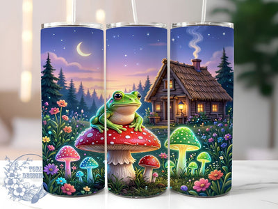 Whimsical Frog Mushroom 20oz Tumbler, Frog Mushroom, Whimsical Frog, Woodland Design, Rustic Charm, Fairycore Style, 20oz Wrap, Sublimation Tumbler Sublimation ToriDesigns 