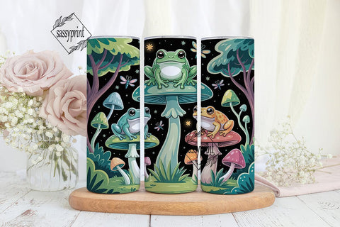 Whimsical Frog & Mushroom 20oz Tumbler Sublimation sassyprint 