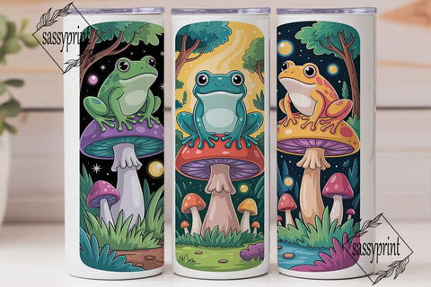 Whimsical Frog & Mushroom 20oz Tumbler Sublimation sassyprint 