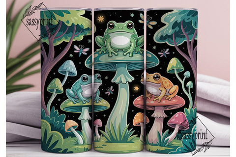 Whimsical Frog & Mushroom 20oz Tumbler Sublimation sassyprint 