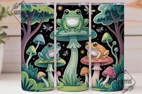 Whimsical Frog & Mushroom 20oz Tumbler Sublimation sassyprint 