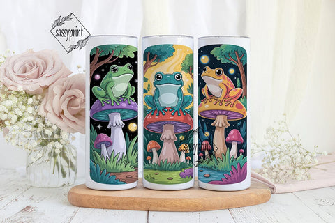 Whimsical Frog & Mushroom 20oz Tumbler Sublimation sassyprint 
