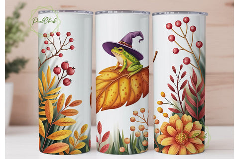Whimsical Frog Witch 20oz Tumbler Wrap Sublimation PixelChick 