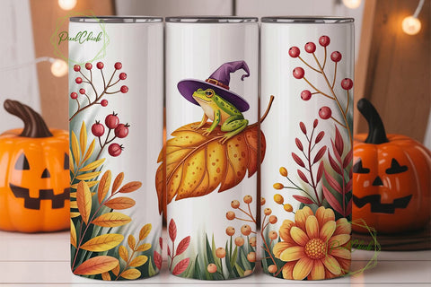 Whimsical Frog Witch 20oz Tumbler Wrap Sublimation PixelChick 