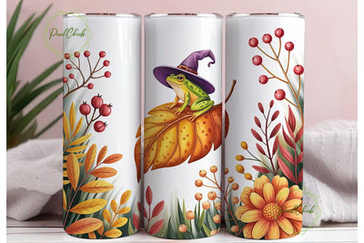 Whimsical Frog Witch 20oz Tumbler Wrap Sublimation PixelChick 