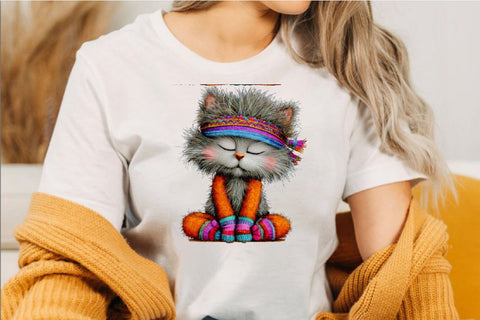 Whimsical Funny Cat PNG Clipart Bundle. Sublimation SVGArt 