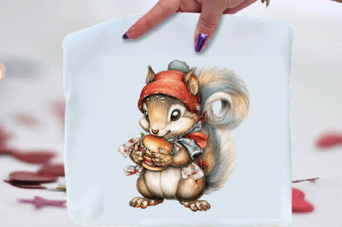 Whimsical Funny Summer Squirrel Clipart Bundle. Sublimation SVGArt 