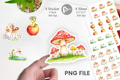 Whimsical Garden Creatures Sticker Sublimation artnoy 