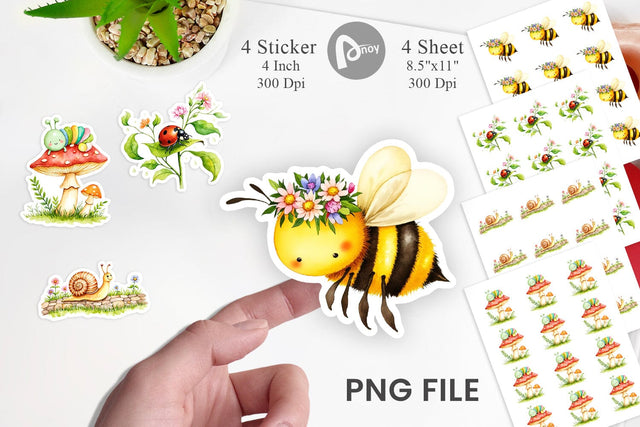 Whimsical Garden Creatures Sticker Sublimation artnoy 