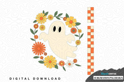Whimsical ghost floral sublimation png design Sublimation Regulrcrative 