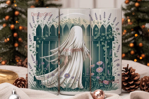 Whimsical Ghost Garden 20oz Tumbler Wrap Sublimation DesignSVG 