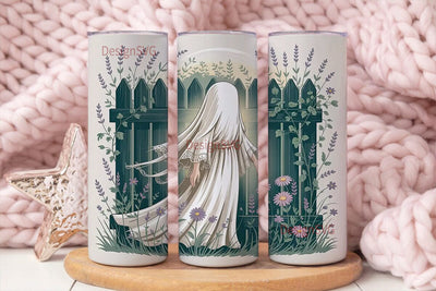 Whimsical Ghost Garden 20oz Tumbler Wrap Sublimation DesignSVG 