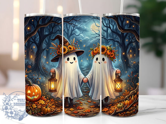 Whimsical Ghosts Autumn 20oz Tumbler, Ghost Motif, Autumn Theme, Whimsical Style, Seasonal Charm, Playful Design, 20oz Wrap, Sublimation Tumbler Sublimation ToriDesigns 