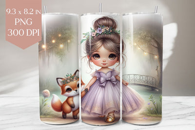 Whimsical Girl & Fox Tumbler Wrap Sublimation BijouBay 