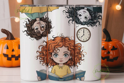 Whimsical Girl Reading Fall 20oz Tumbler Sublimation PixelChick 