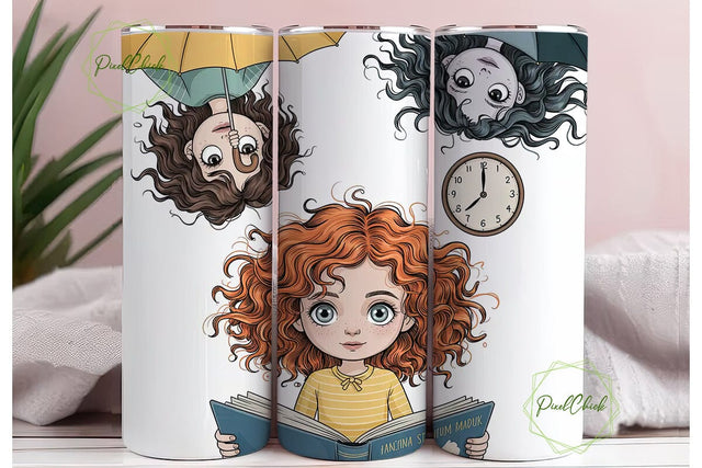 Whimsical Girl Reading Fall 20oz Tumbler Sublimation PixelChick 