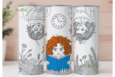Whimsical Girl Reading Fall 20oz Tumbler Sublimation PixelChick 
