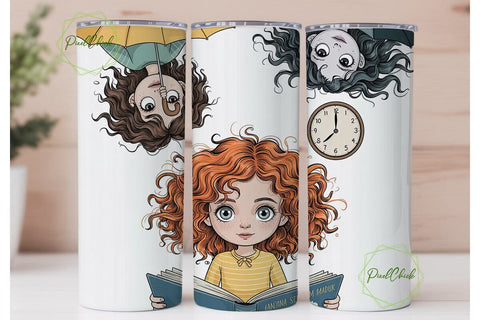 Whimsical Girl Reading Fall 20oz Tumbler Sublimation PixelChick 