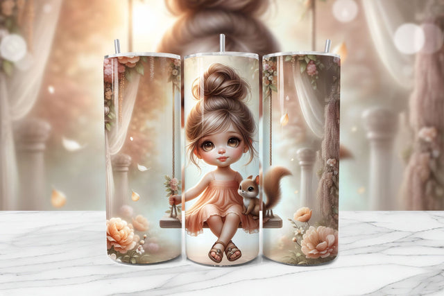 Whimsical Girl Seamless Tumbler Wrap PNG Sublimation BijouBay 